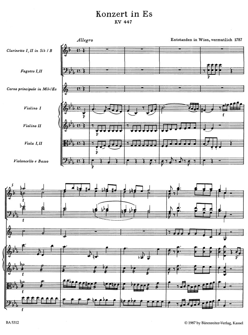 Concerto for Horn and Orchestra Nr. 3 E-flat major K. 447 [score]