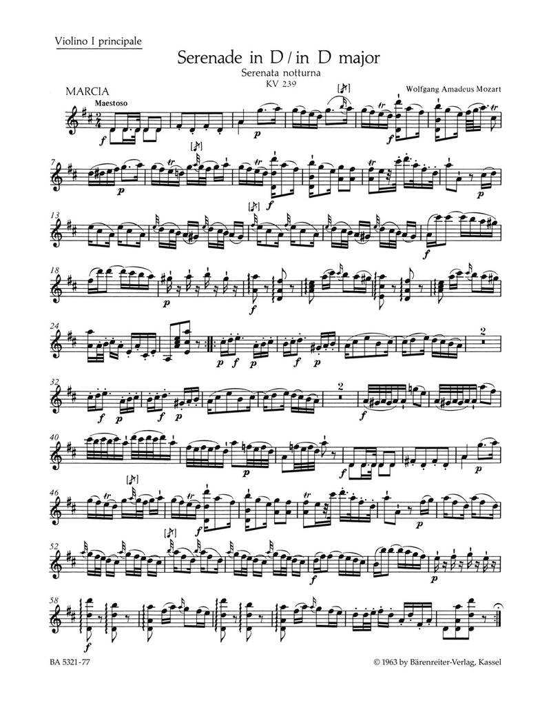 Serenade D major K. 239 (Serenata notturna) [violin solo1 part]