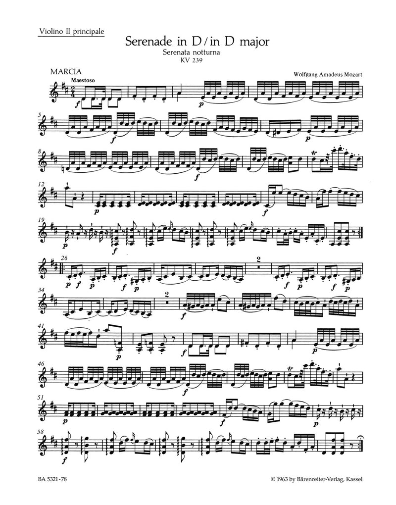 Serenade D major K. 239 (Serenata notturna) [violin solo2 part]