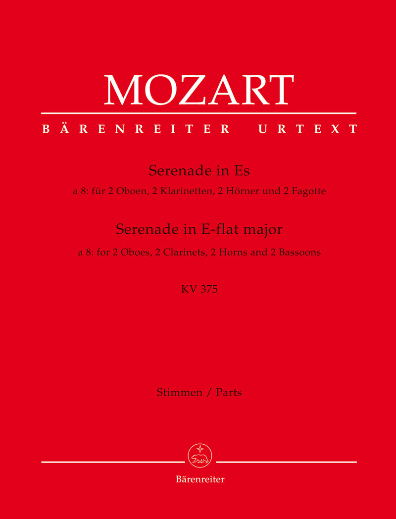 Serenade for 2 Oboes, 2 Clarinets, 2 Horns and 2 Bassoons E-flat major K. 375 [set of parts]