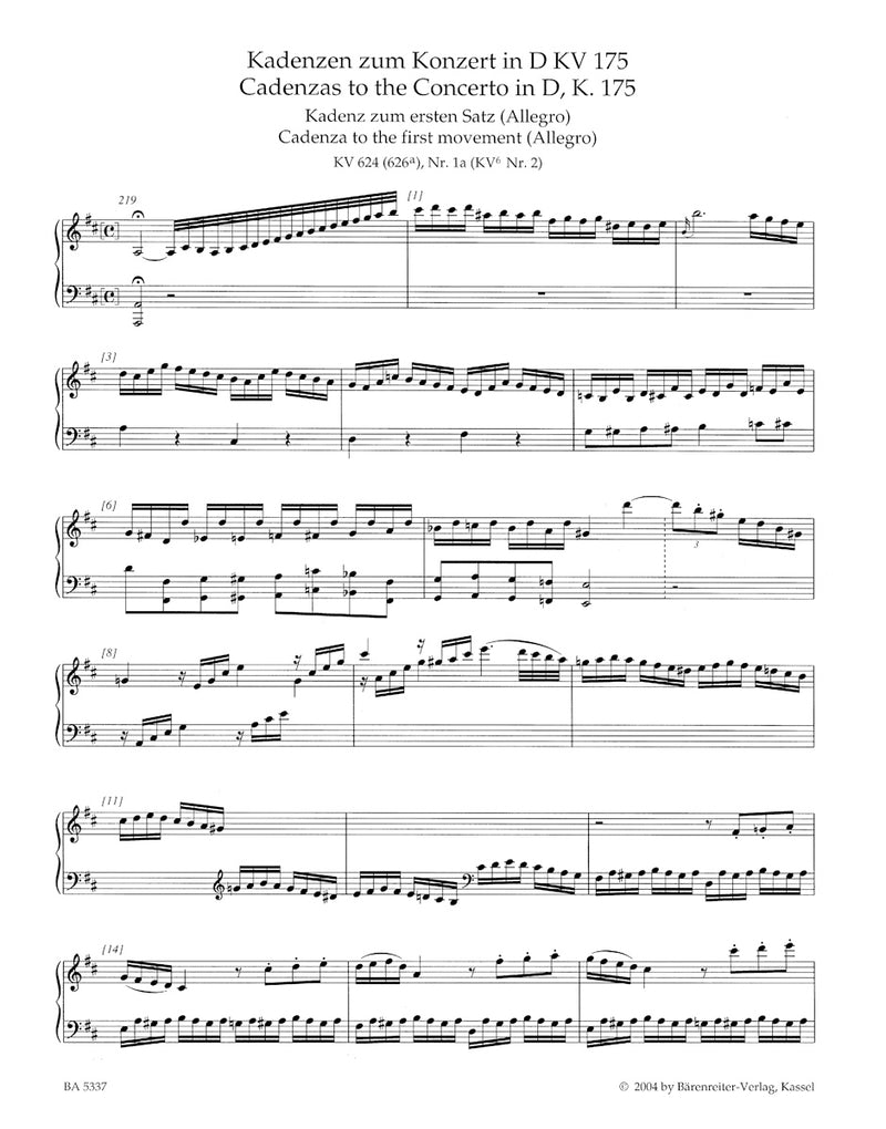 Cadenzas and Lead-ins to the Piano Concertos