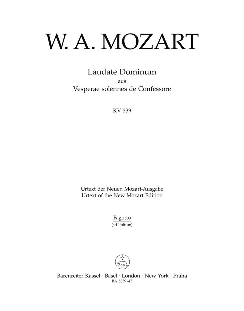 Laudate Dominum K. 339 (from the Vesperae solennes de Confessore) [bassoon part]