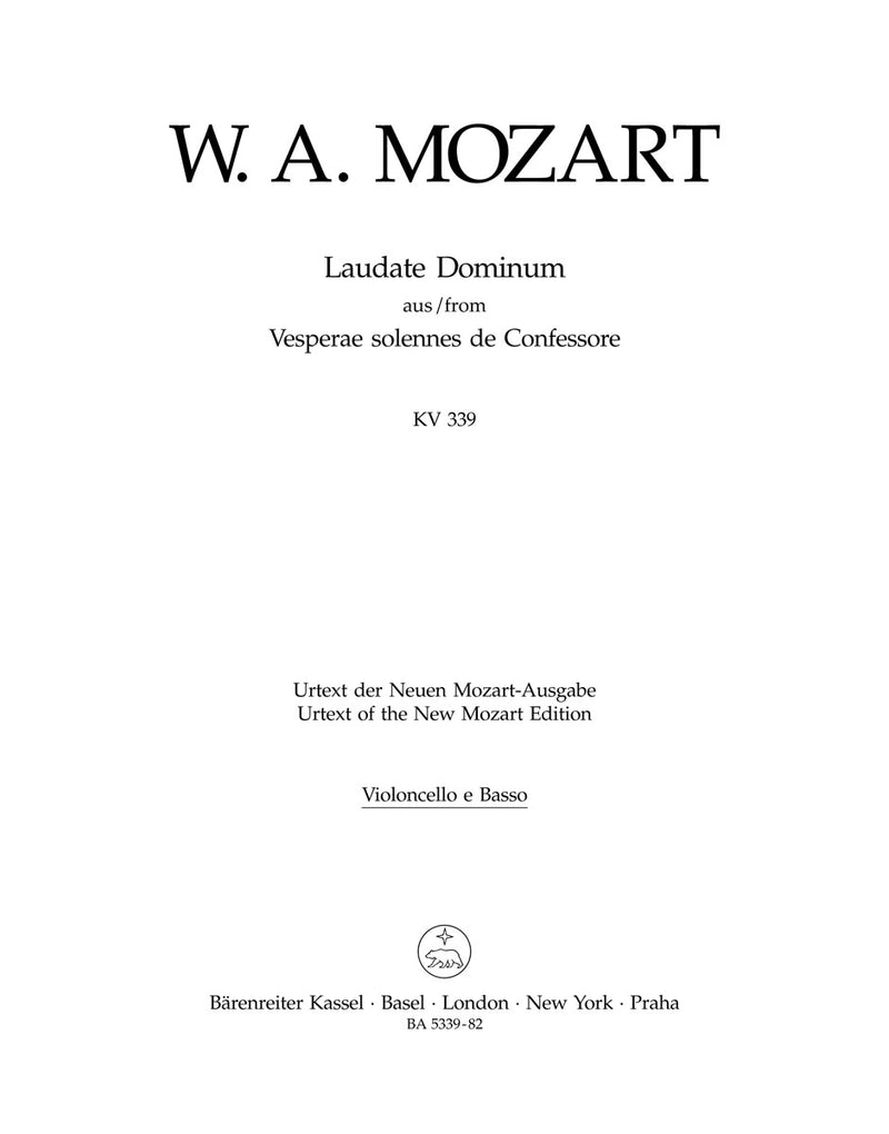Laudate Dominum K. 339 (from the Vesperae solennes de Confessore) [cello/double bass part]