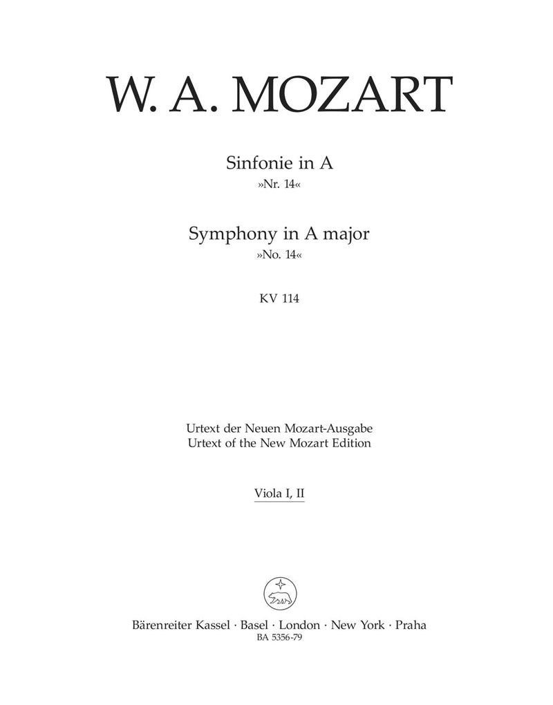 Symphony Nr. 14 A major K. 114 [viola1/viola2 part]