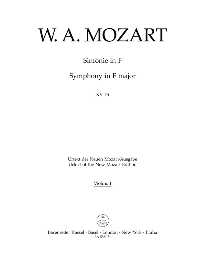 Symphony F major K. 75 [violin 1 part]