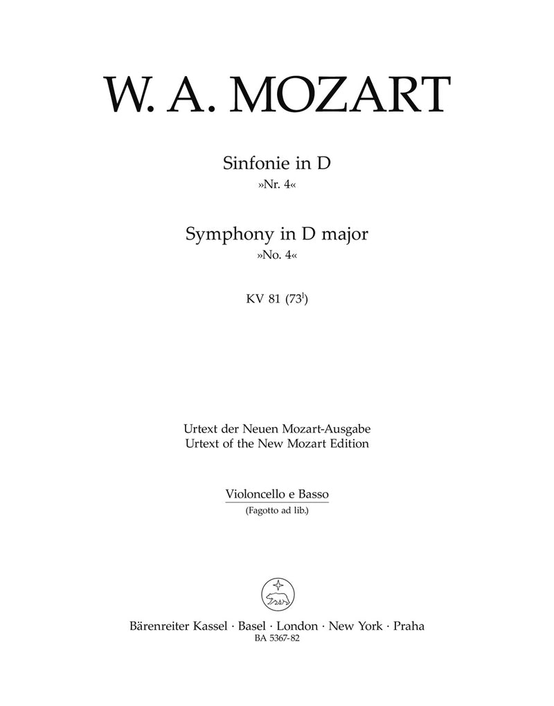 Symphony D major K. 81(73l) [cello/double bass part]