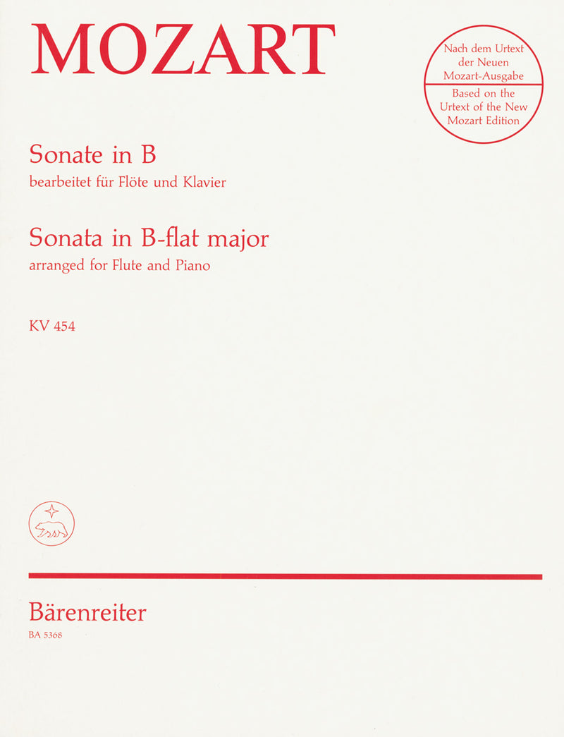 Sonata for Flute and Piano in B-flat major K. 454 [score & parts]