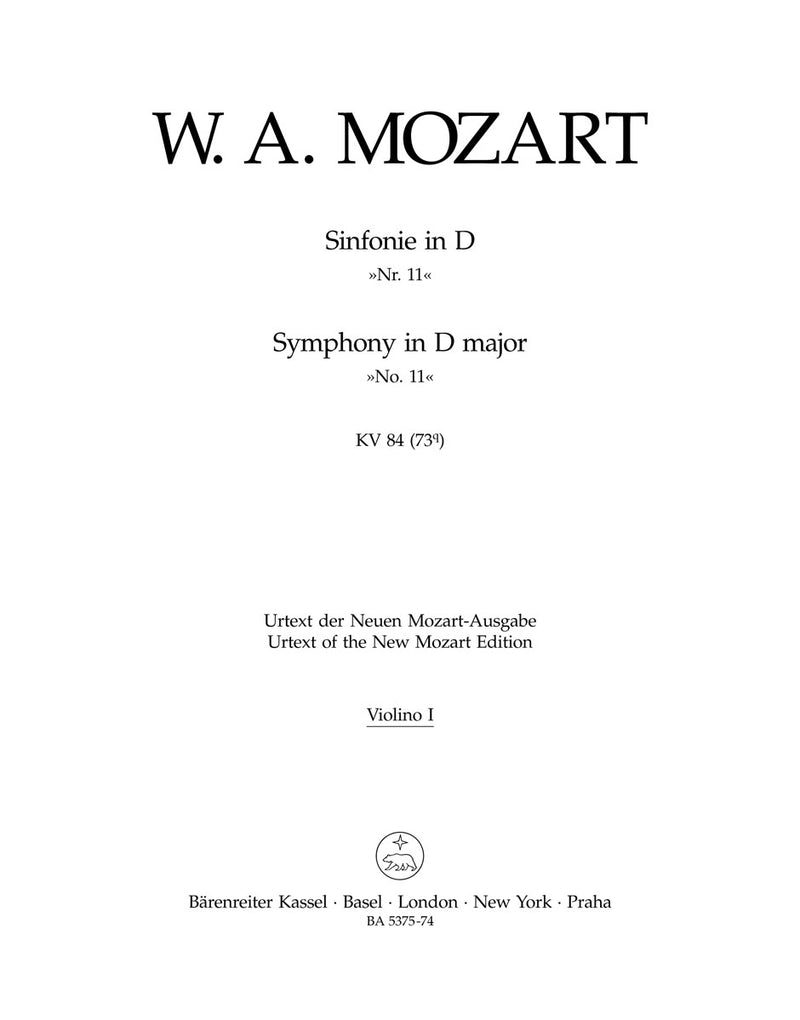 Symphony Nr. 11 D major K. 84 (73Q) [violin 1 part]