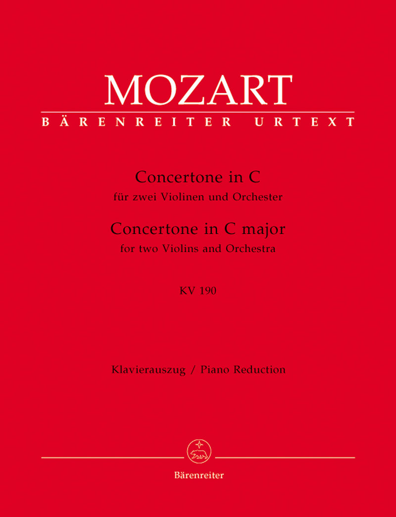 Concertone for two Violins and Orchestra C major K. 190 (166b, KV6:186 E)（ピアノ・リダクション）