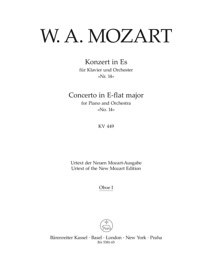 Concerto for Piano and Orchestra Nr. 14 E-flat major K. 449 [set of winds]