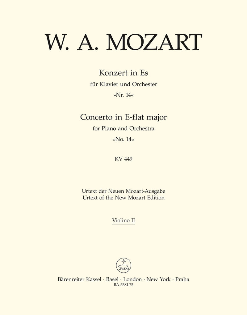 Concerto for Piano and Orchestra Nr. 14 E-flat major K. 449 [violin 2 part]