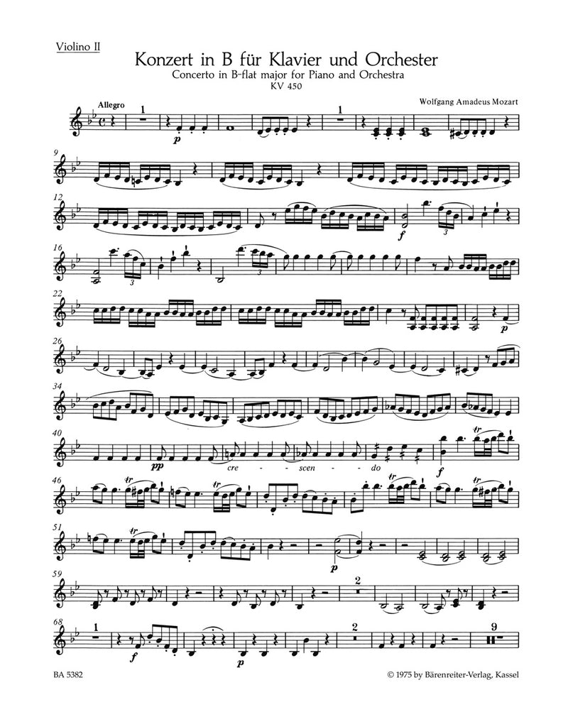 Concerto for Piano and Orchestra Nr. 15 B-flat major K. 450 [violin 2 part]