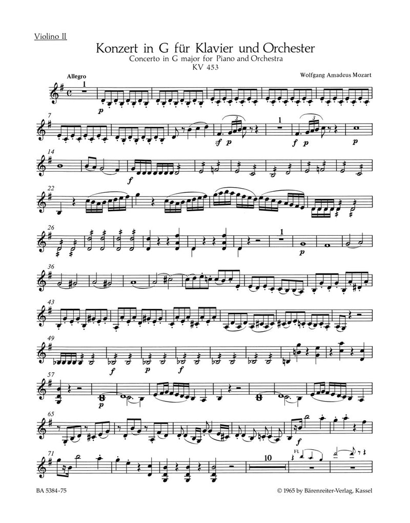 Concerto for Piano and Orchestra Nr. 17 G major K. 453 [violin 2 part]