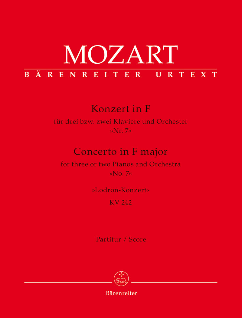 Concerto for three or Two Pianos and Orchestra Nr. 7 F major K. 242 "Lodron Concerto" [score]