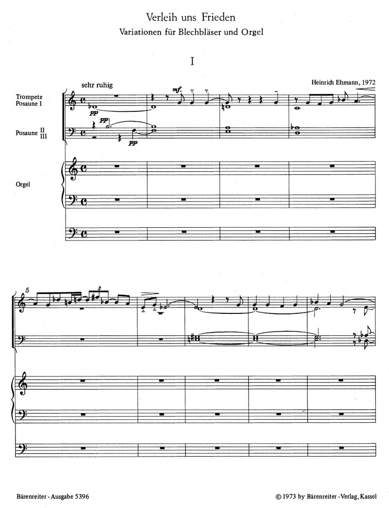 Verleih uns Frieden (1972) -4 Variationen für wind instr.chor und Orgel-