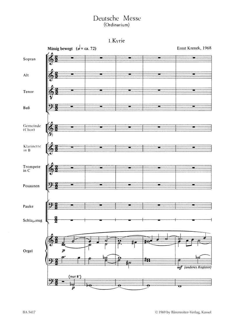 Deutsche Messe für Chor, Gemeinde und Instrumente (1968) [score]