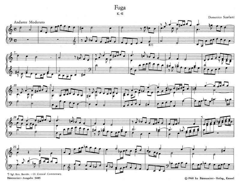 Sonaten und Fugen für Orgel manualiter -Sonaten (Nummer des Kirkpatrick-Verzeichnisses) K 58, 93, 254, 255, 287, 288, 328/ Fuga K 41-
