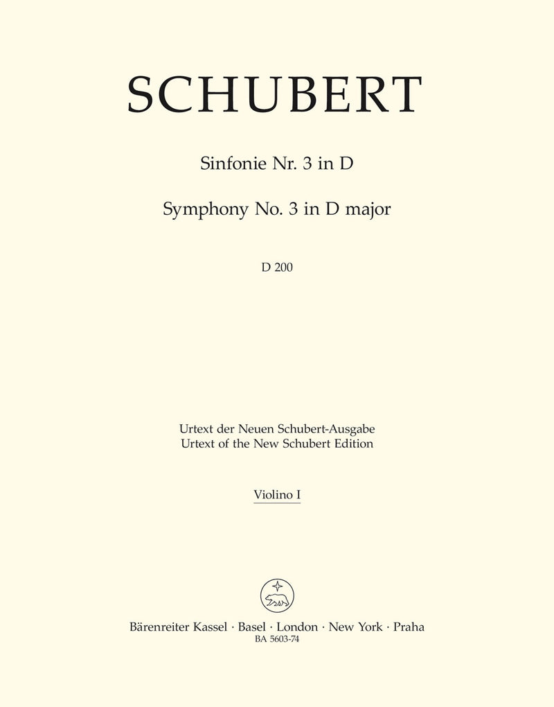 Symphony Nr. 3 D major D 200 [violin 1 part]