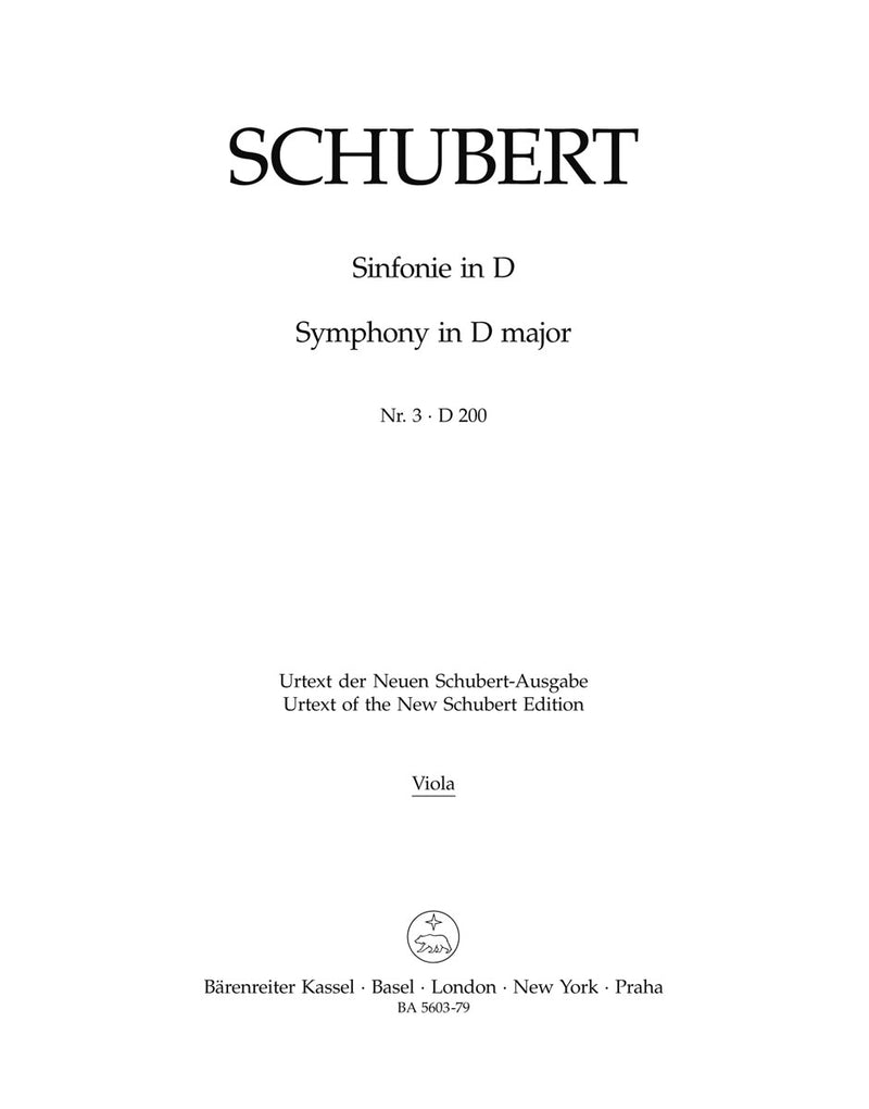 Symphony Nr. 3 D major D 200 [viola part]