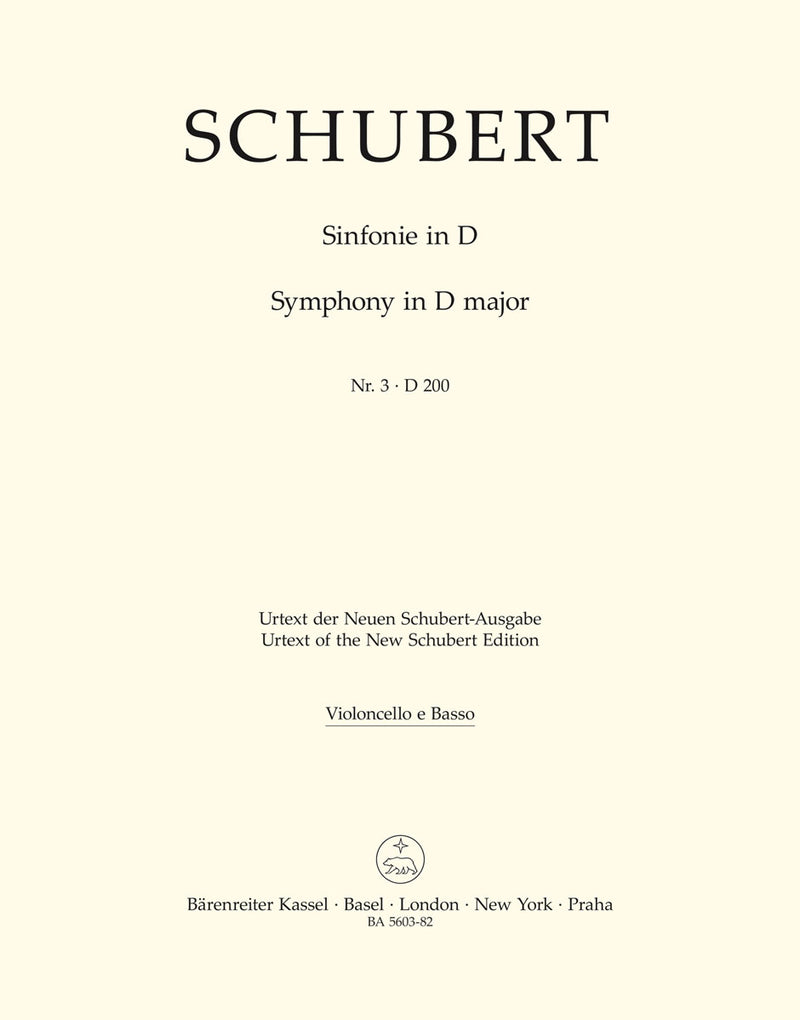 Symphony Nr. 3 D major D 200 [cello/double bass part]