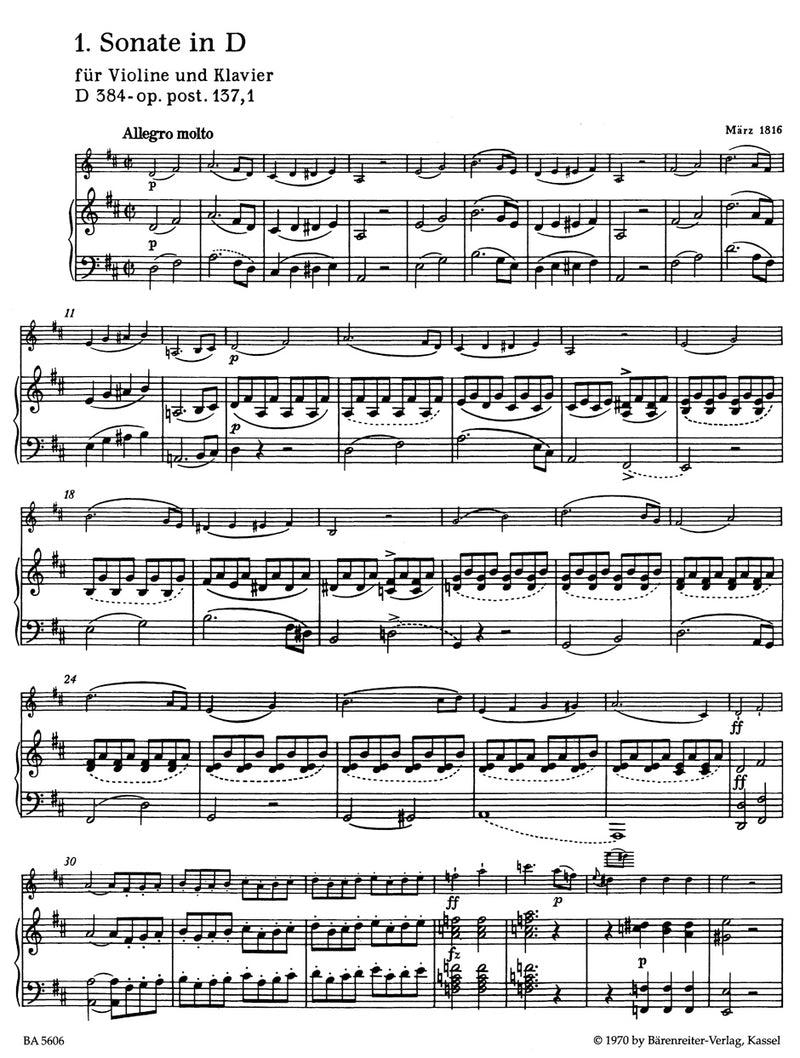 Three Sonatas for Violin and Piano op. 137, 1-3