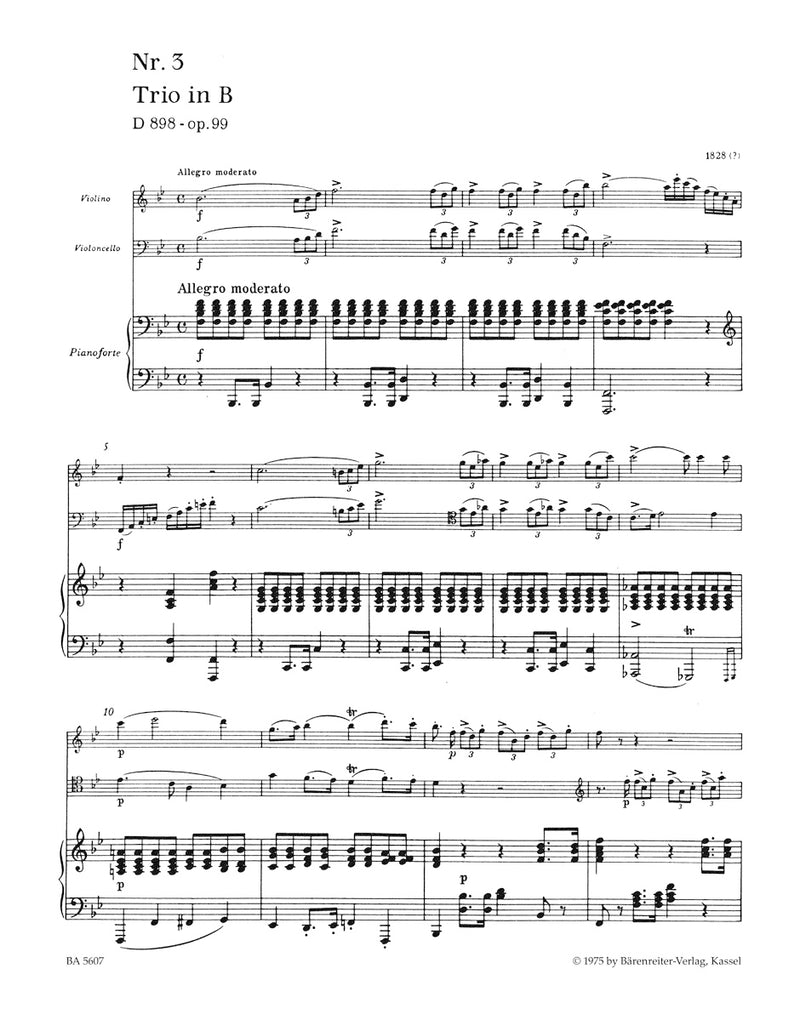 Trio for Piano, Violin and Violoncello B-flat major op. 99 D 898