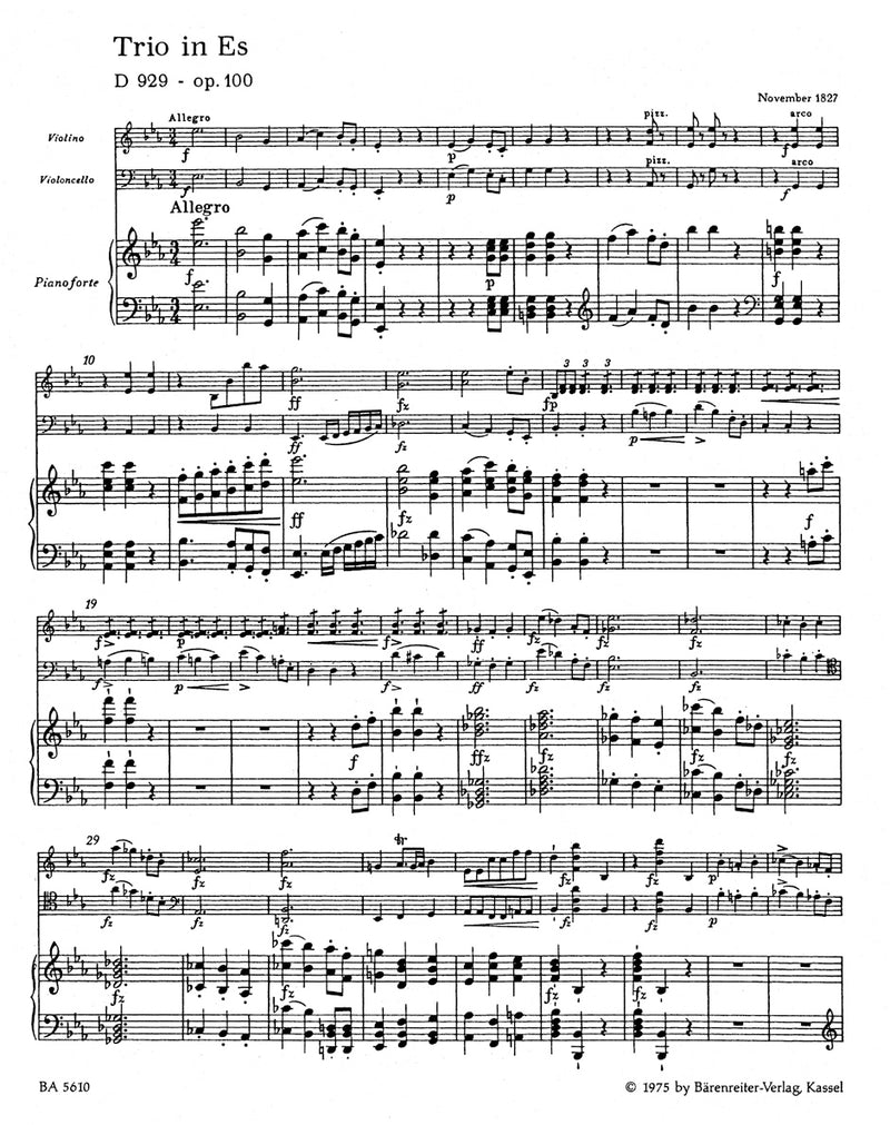 Trio for Piano, Violin and Violoncello E-flat major op. 100 D 929 (Piano trio)