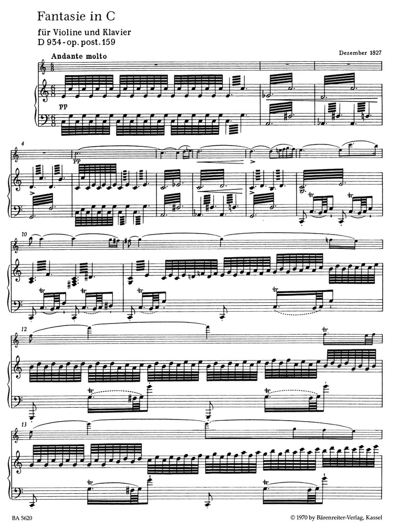 Fantasia for Violin and Piano in C major op. post. 159 D 934