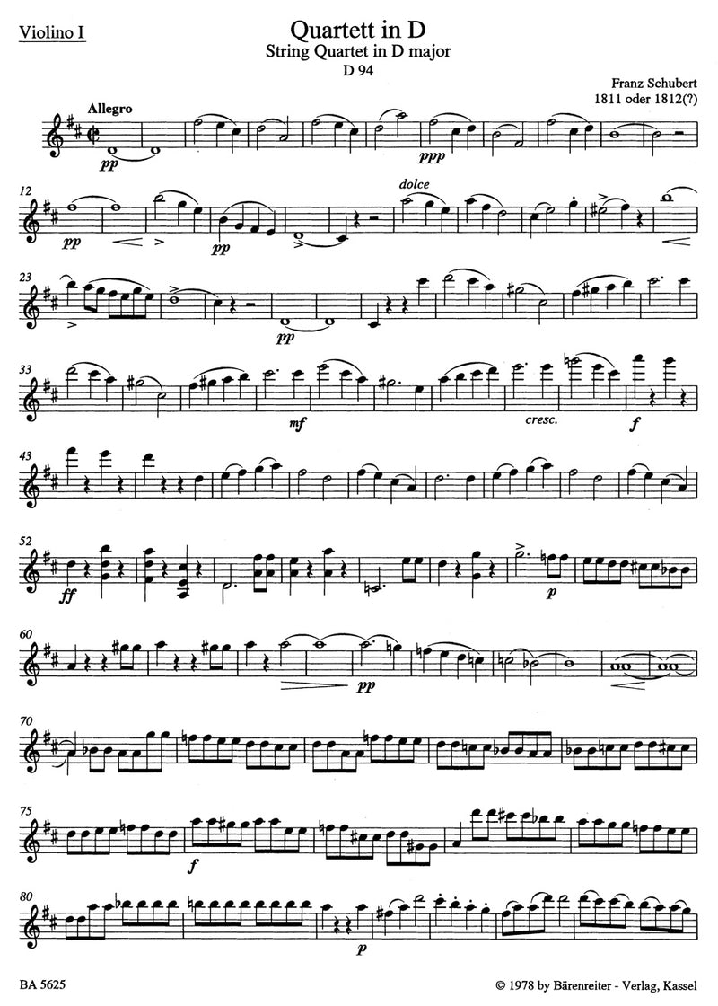 String Quartets, vol. 1 [set of parts]