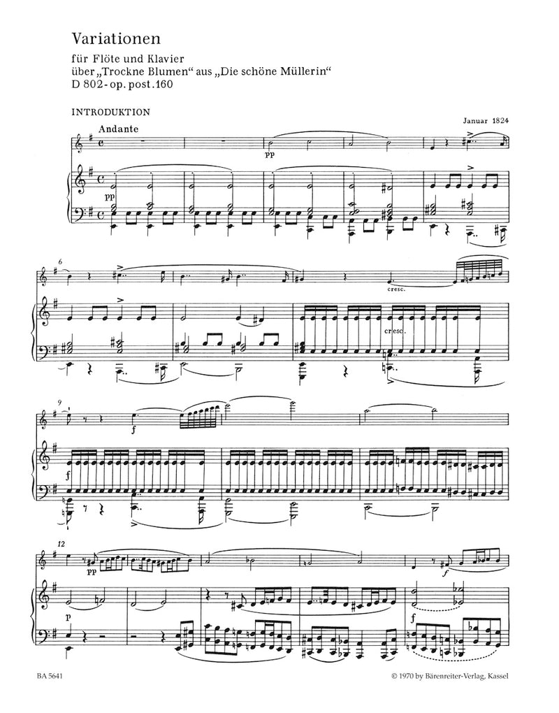 Variations on "Trockne Blumen" for Flute and Piano op. post. 160 D 802