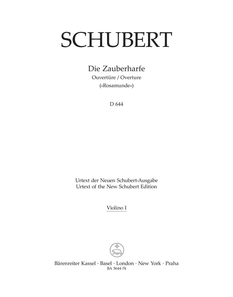 Die Zauberharfe. Ouvertüre C-Dur D 644 "Rosamunde" [violin 1 part]