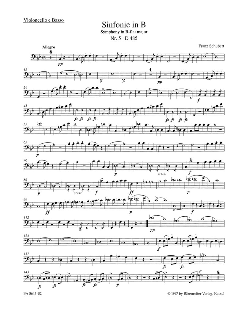 Symphony Nr. 6 C major D 589 [cello/double bass part]