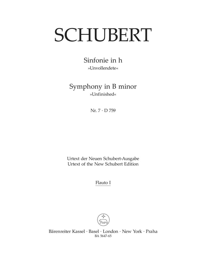 Symphony Nr. 7 B minor D 759 "Unfinished" [set of wind parts]
