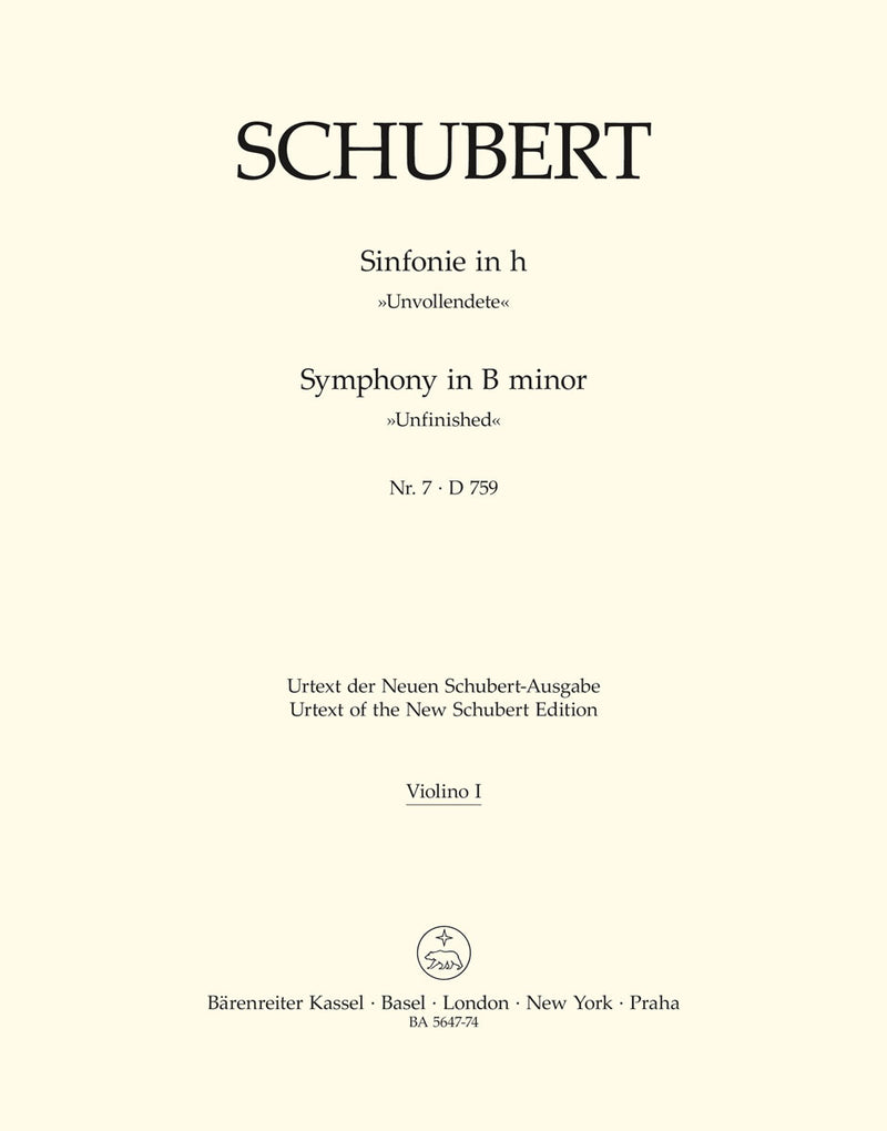 Symphony Nr. 7 B minor D 759 "Unfinished" [violin 1 part]