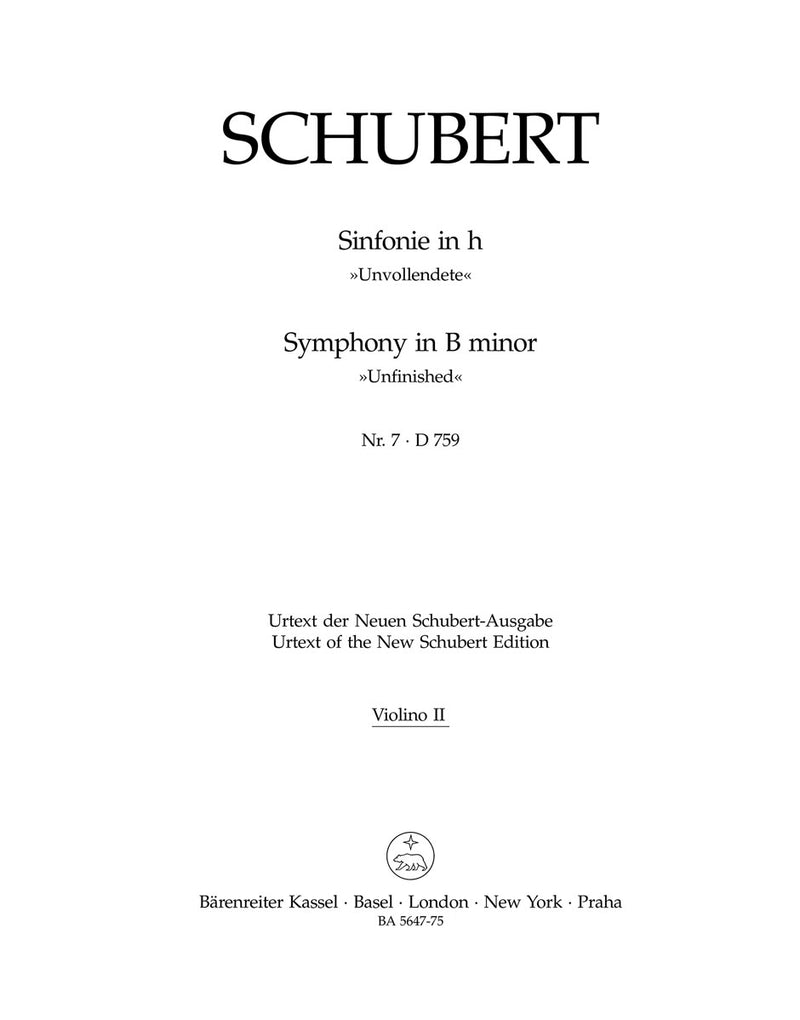 Symphony Nr. 7 B minor D 759 "Unfinished" [violin 2 part]