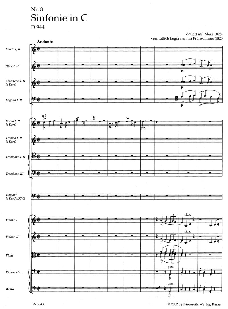 Symphony Nr. 8 C major D 944 "The Great" [score]