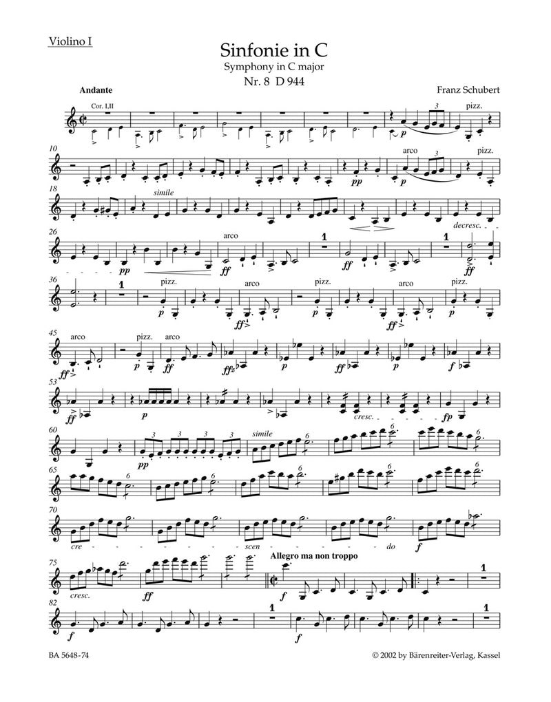 Symphony Nr. 8 C major D 944 "The Great" [violin 1 part]