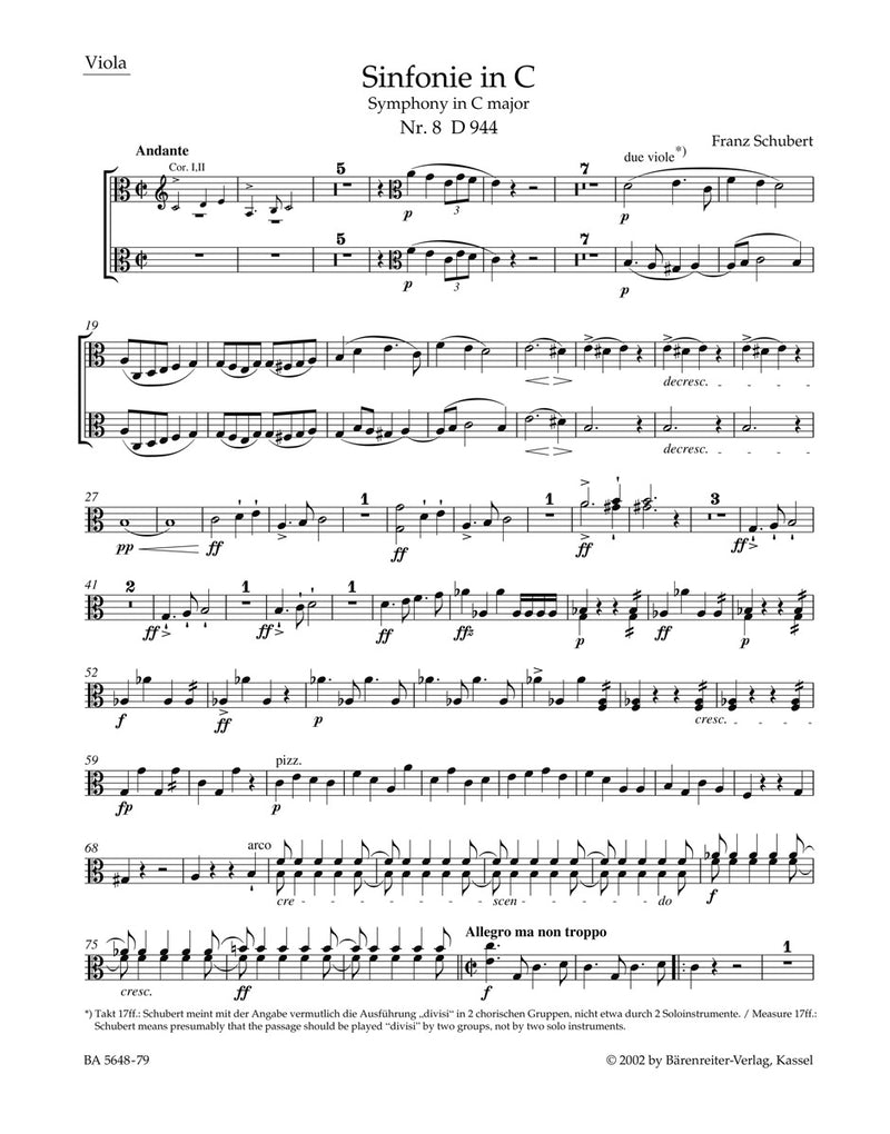 Symphony Nr. 8 C major D 944 "The Great" [viola part]