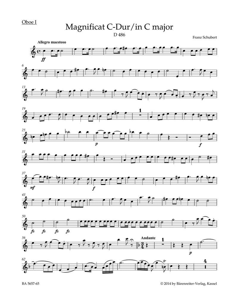 Magnificat C-Dur D 486 [set of wind parts]