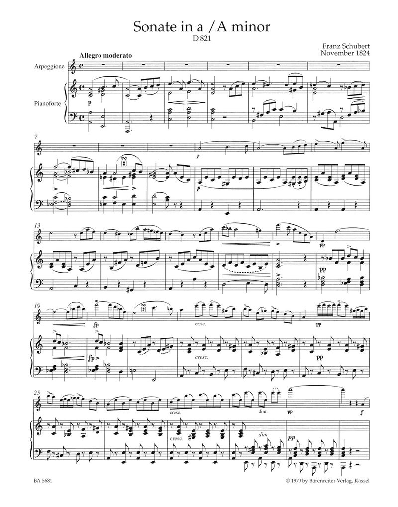 Sonate a-Moll D 821 "Arpeggione" (Arr. Flute and Piano)