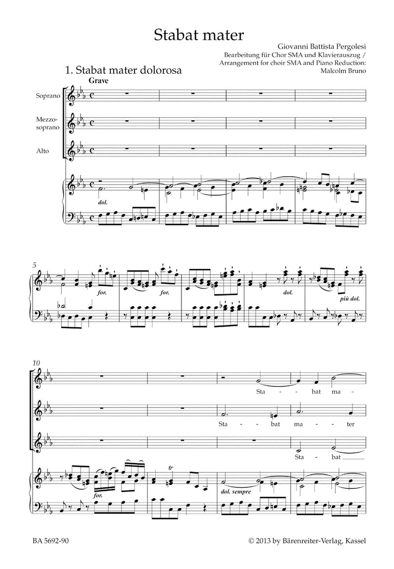 Stabat mater (Arranged for female choir (SMA)) （ヴォーカル・スコア）