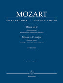 Missa in C-Dur = Mass in C major, K. 220 (196b) "Spatzenmesse" = 雀ミサ(Arranged for female choir SMezAA) [score]