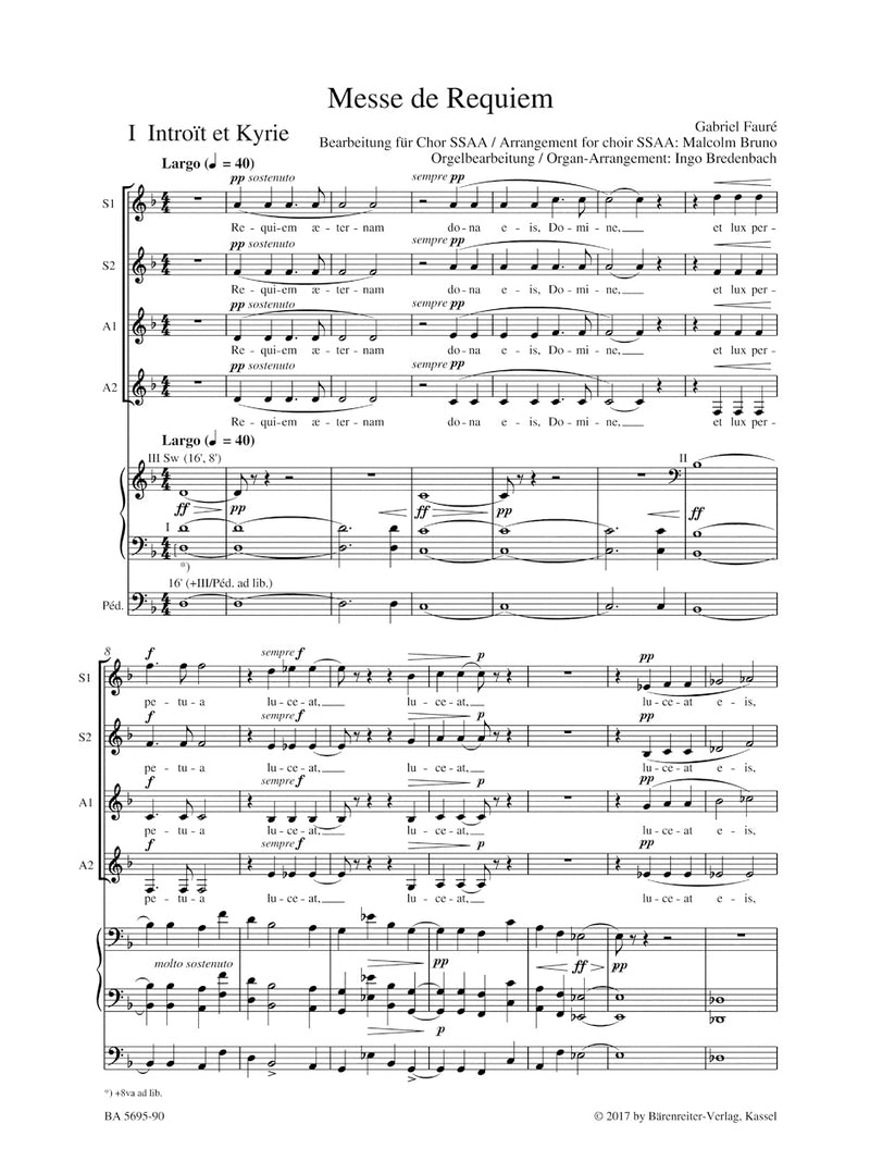 Messe de Requiem op. 48 (Arranged for Soloists, Choir SSAA) [organ reduction]