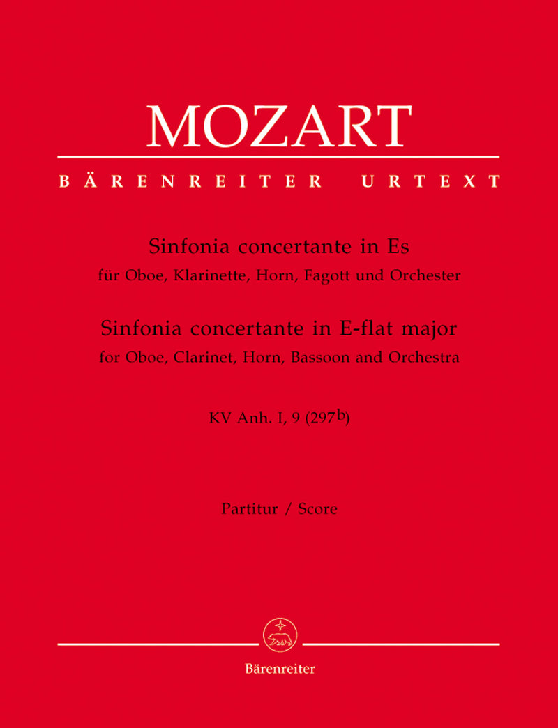 Sinfonia concertante for Oboe, Clarinet, Horn, Bassoon and Orchestra E-flat major K. Anh. I, 9 (297b) [score]