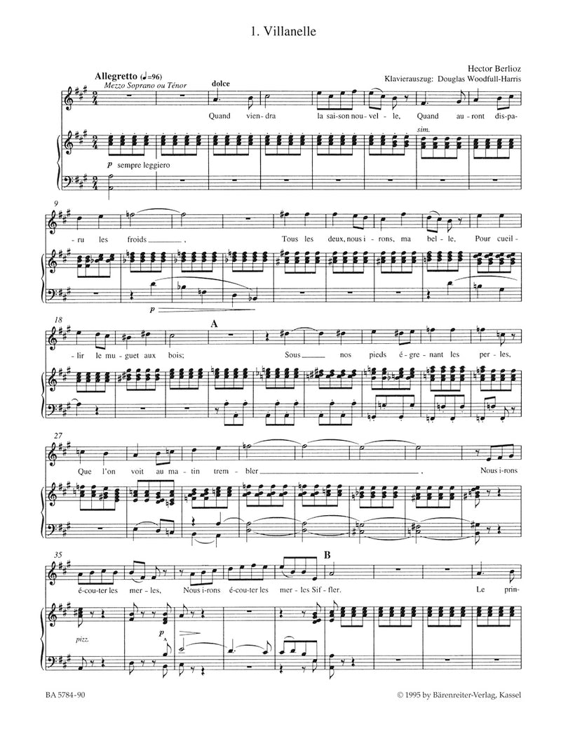 Les nuits d'été for Solo Voice and Orchestra op. 7 Hol. 81B (Second version) （ヴォーカル・スコア）