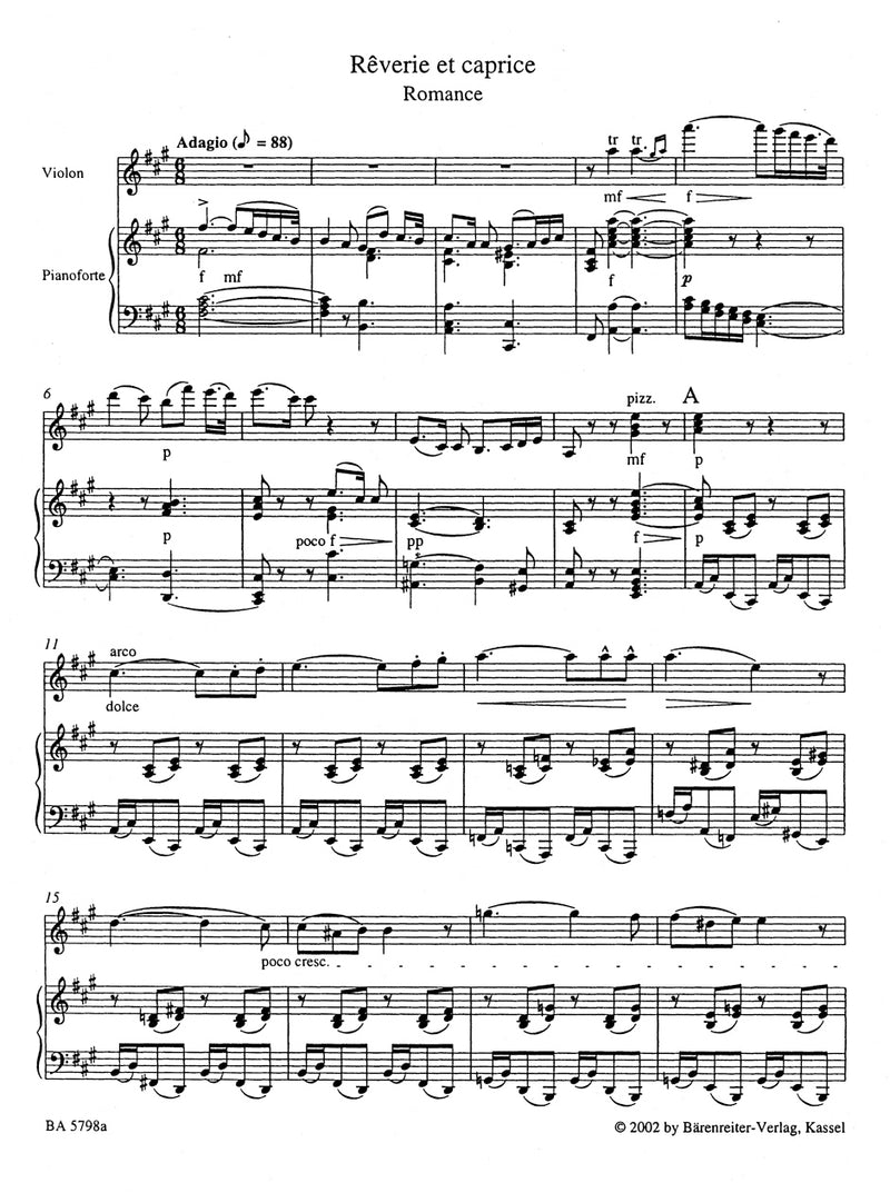 Rêverie et caprice (arr. Violin and Piano) （ピアノ・リダクション）