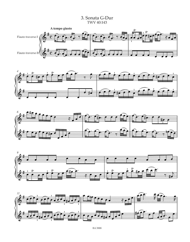 Nine Sonatas for 2 flutes (without bass) TWV 40:141-149