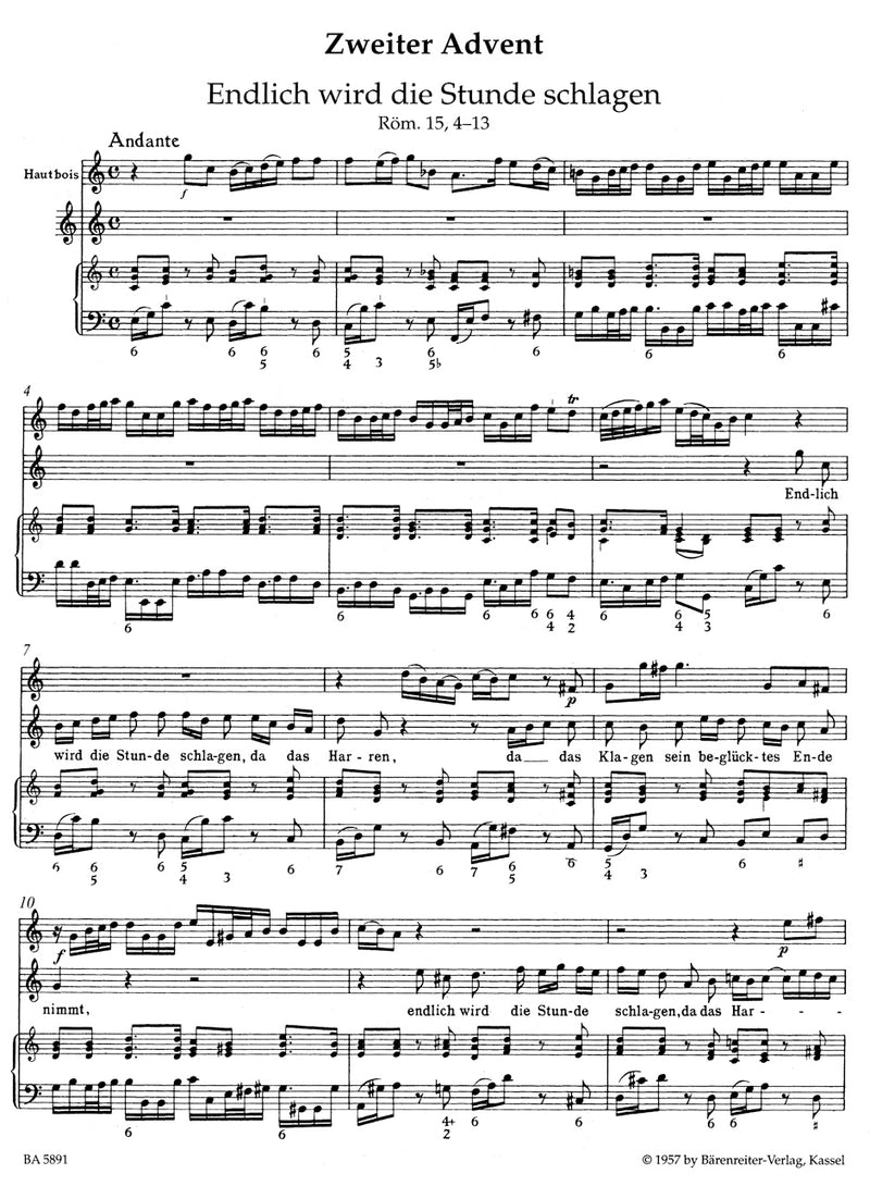 Harmonischer Gottesdienst (Advent and Christmas Cantatas, High voice) [score & parts]