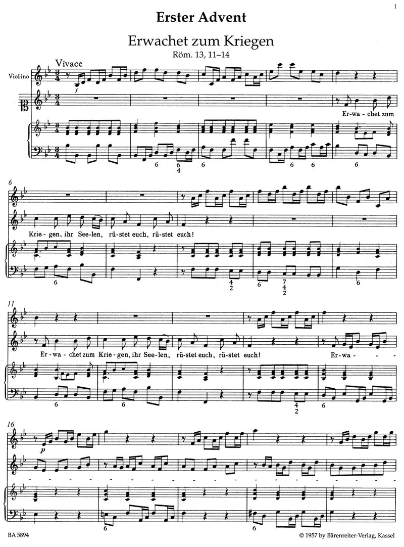 Harmonischer Gottesdienst (Advent and Christmas Cantatas, Medium voice) [score & parts]