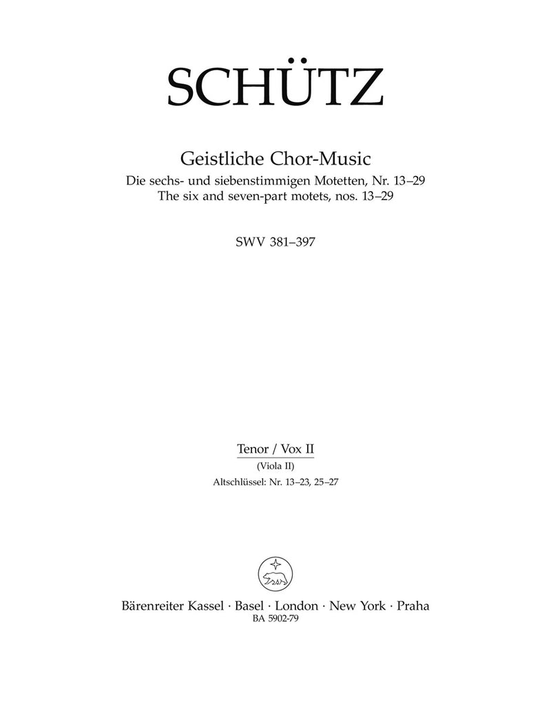 Geistliche Chor-Music SWV 381-397 [Tenor/Vox II(viola2) part]